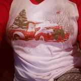 Vintage Red Truck Christmas Baseball Tee